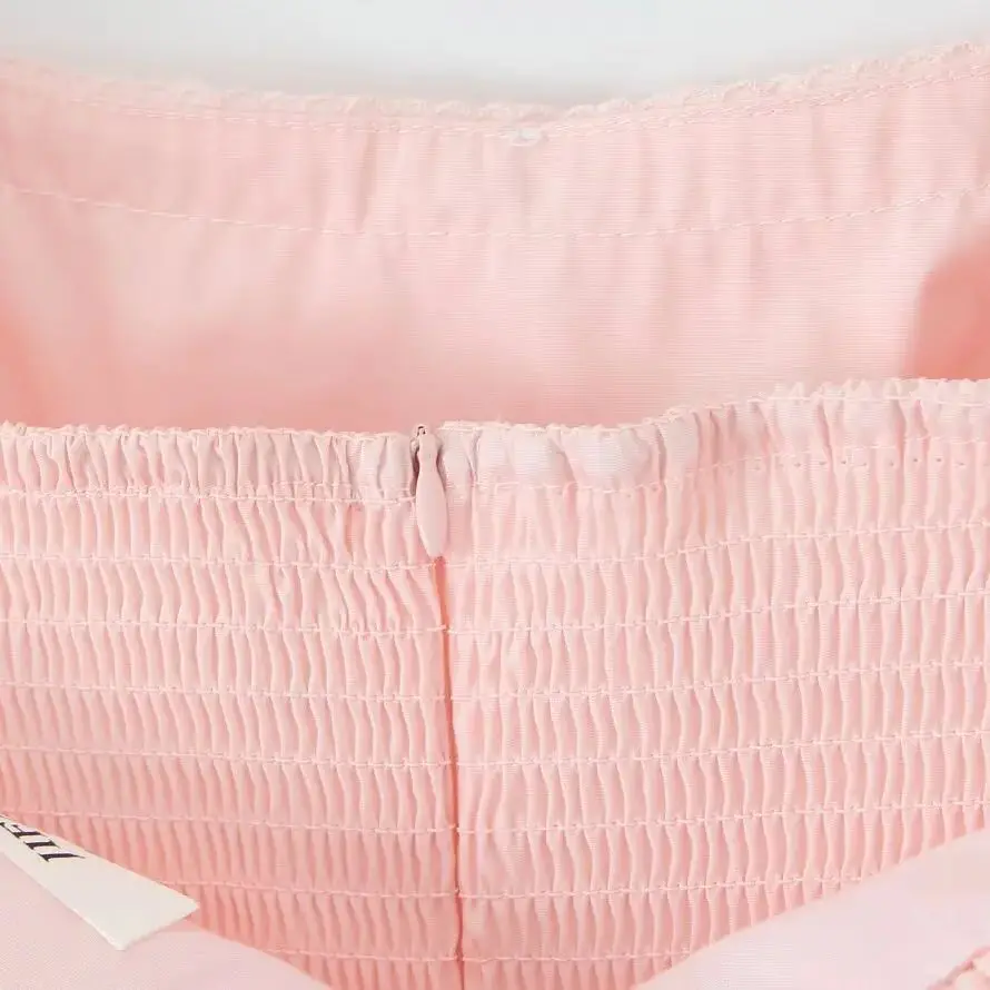 Sweet Pink Wood ears Low Chest Corset style Mini Dress Women Cross Lacing up Bandage Back Short Puff Sleeve Low Waist Party Robe