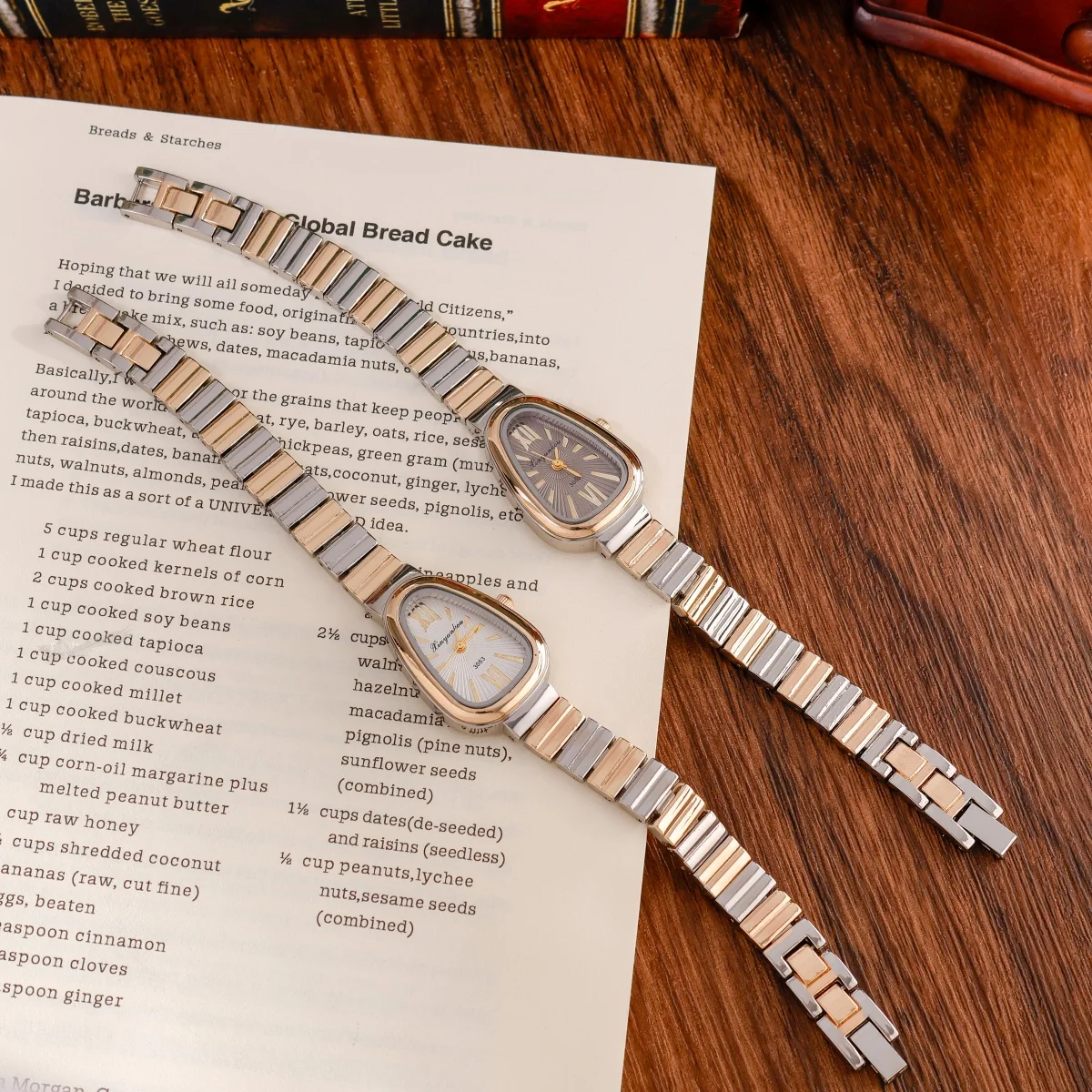 Jam Tangan Wanita Modis Dial Bentuk Tetesan Air Gelang Emas dan Perak Berjalin Desain Elegan Hadiah Sempurna untuk Ibu dan Pacar