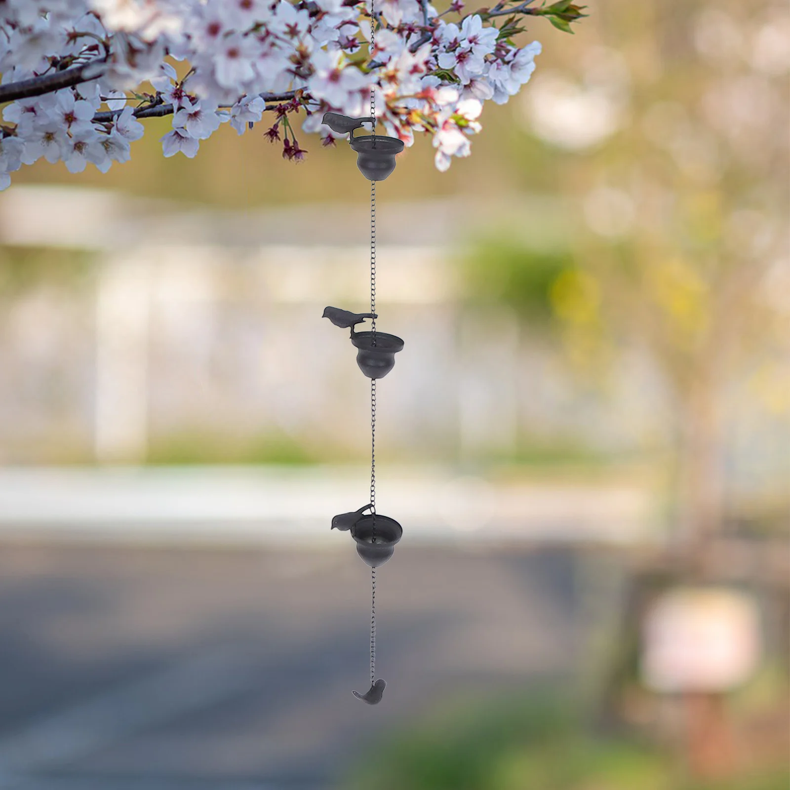 

Vintage Rain Chain Elegant Rainwater Diverter for Garden Patio Courtyard Intricate Details Soothing Sounds Weather