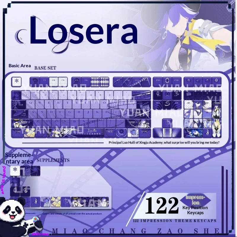 Yuanmiao Studio Wuthering Waves Losella Themed Original PBT MOA Side Print Keycaps Anime Game Custom Mechanical Keyboard Replace