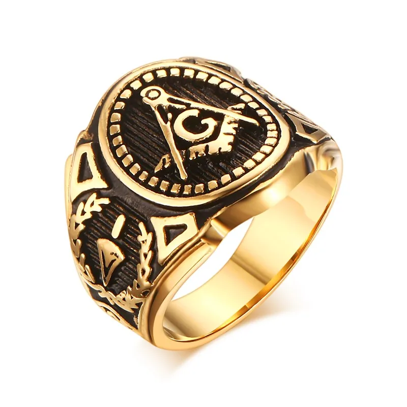 UJBOX Master Masonic Rings for Men Stainless Steel A G Symbol Freemason Ring Fashion Male Jewelry Gift R380