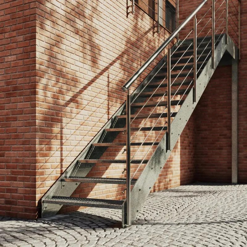 custom.Outdoor Stairs Metal Safety Exterior Staircase Design Galvanized Steel Stair