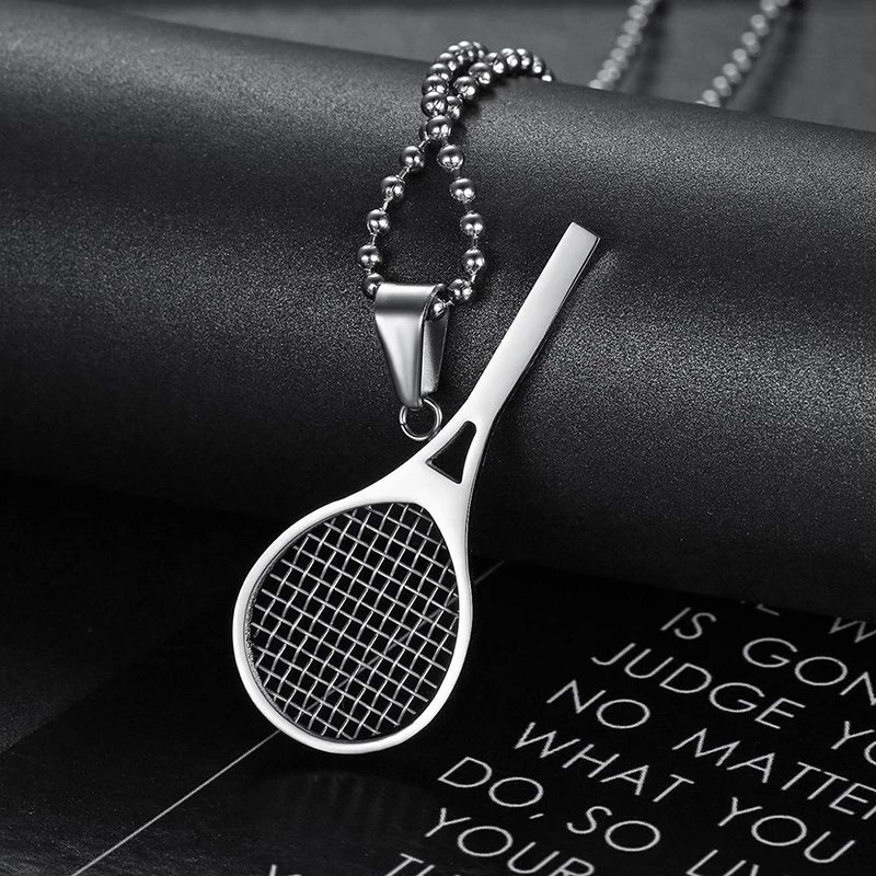 Originality Personality Jewelry Fitness Guru Universal Necklace For Men Women Titanium Steel Tennis Racket Pendant Accessories