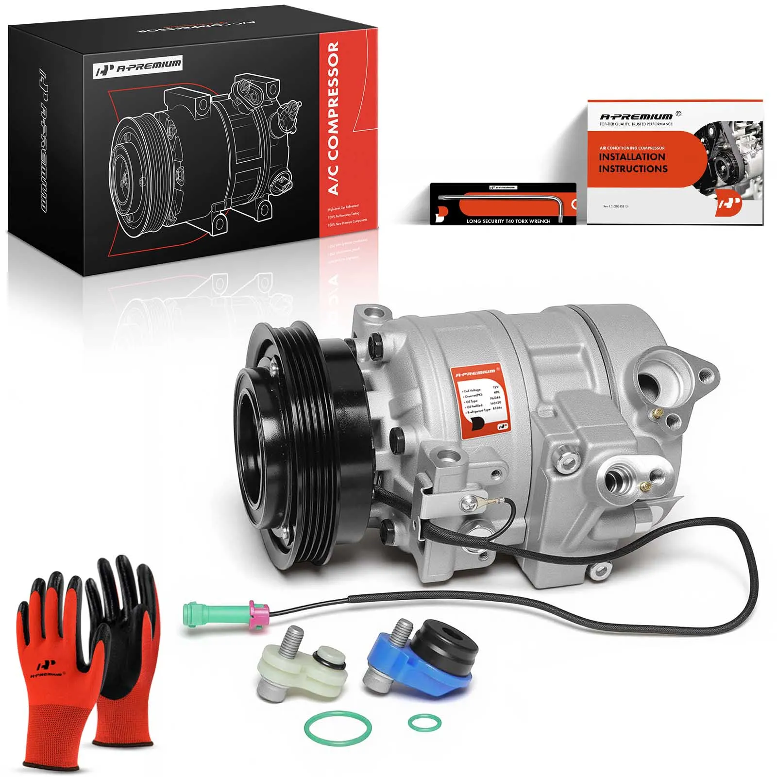 A-Premium AC Compressor with Clutch & 4-Groove Pulley for Volkswagen Passat 2001-2005