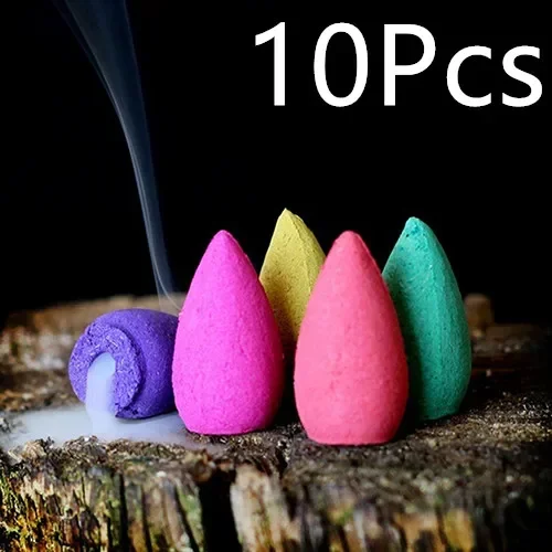 20pcs Mixed Natural Incense Rose Jasmine Lavender Osmanthus Sakura Smoke Cone Reflux Tower Incense Backflow Incense Bullet