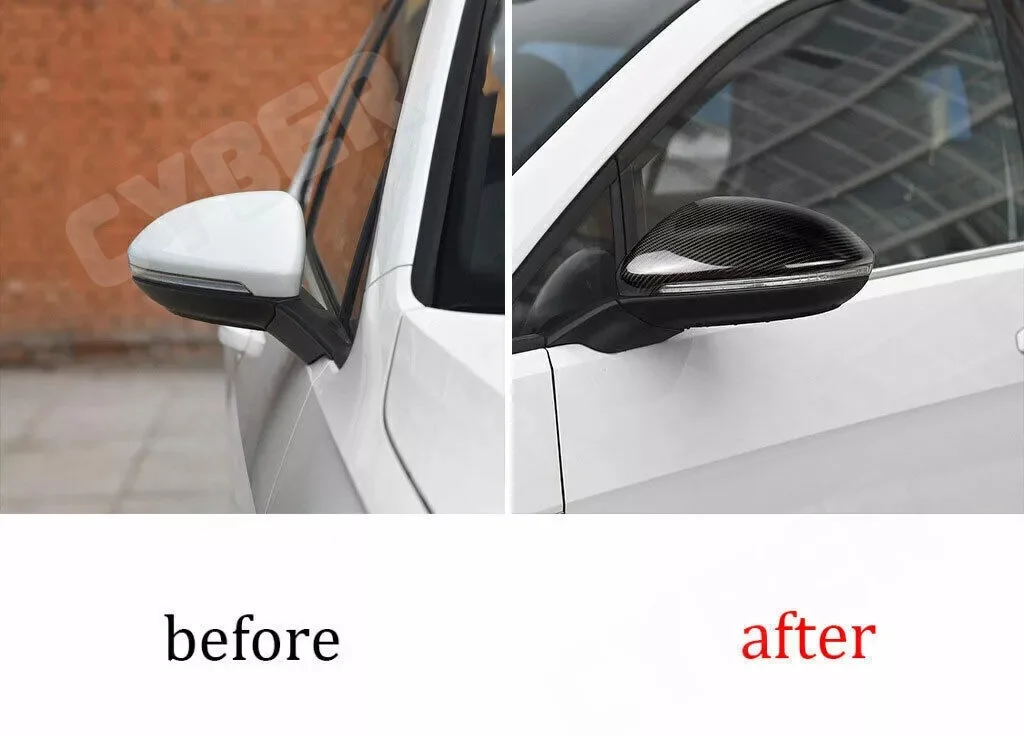 استبدال المرايا الجانبية من ألياف الكربون الجافة لسيارة Volkswagen Golf MK7 2014-2020 Lamando Touran L Golf Sportsvan غطاء الرؤية الخلفية
