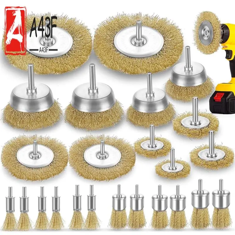 A43F-Wire Wheel For Drill,1/4In Drill Shank,3In Brass Wire Wheel For Drill Rust Removal Heavy Duty Wire Wheel Brush Drill Bit