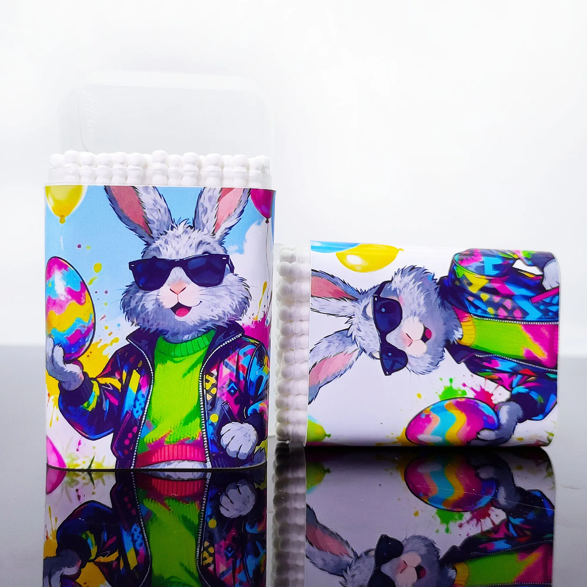 200 peças de cotonetes com tema de páscoa, cotonetes em forma de coelho, bastões de cotonete de esfregão de parafuso multifuncional de ponta dupla.