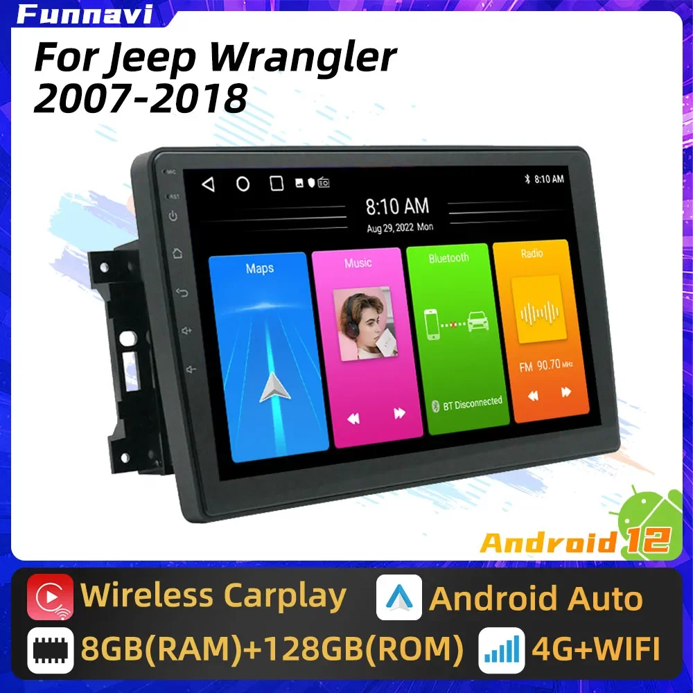 Car Radio 2Din Android for Jeep Wrangler 2007-2018 Car Stereo Touch Screen GPS Navigation Autoradio Multimedia Player Audio Auto