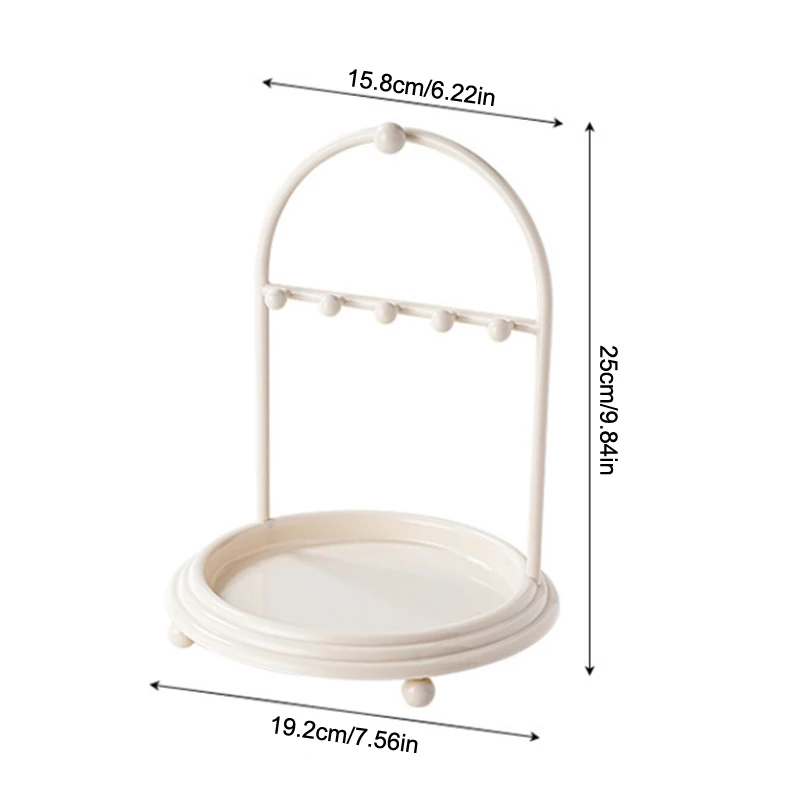 Jewelry Organizer Display Stand Rack With Round Tray For Earrings Bracelet Necklaces Rings Storage Hanging Organizer Holder