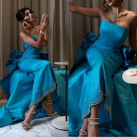 Vestidos de noche personalizados Sparkle Strapless Sirena Prom Rebordear Lentejuelas Vestido para ocasiones formales Vestido de fiesta para niñas negras