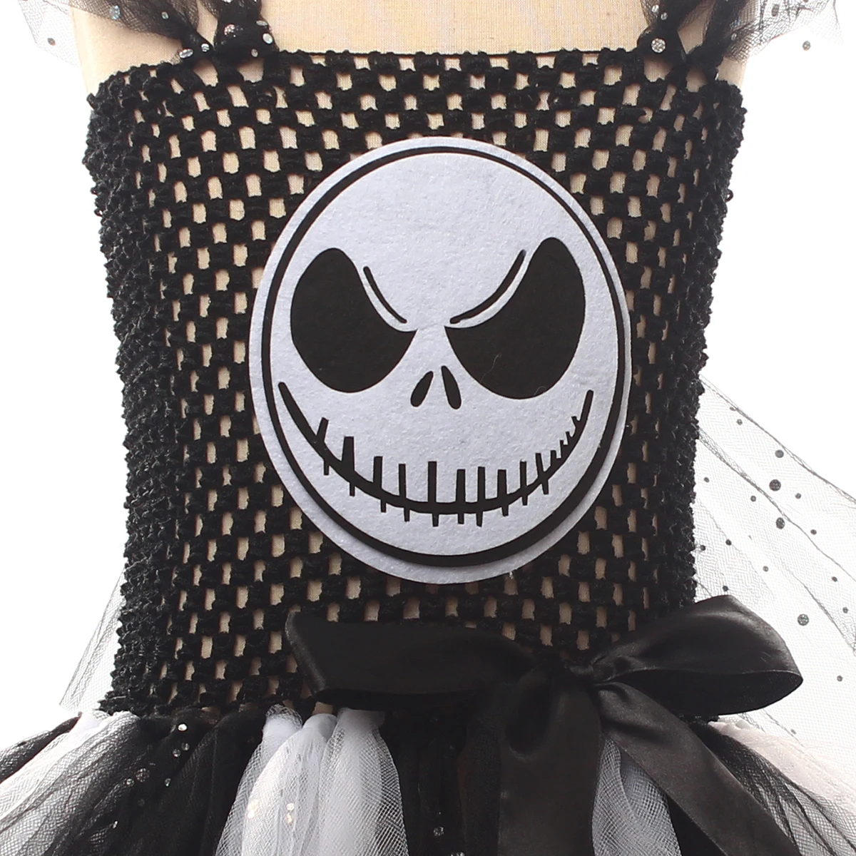 Nightmare Before Christmas Jack Kostüm Mädchen Halloween Skelett-Tutu-Kleid Kinder Cosplay Schwarz-Weiß Geister-Grusel-Outfits – Detail 14