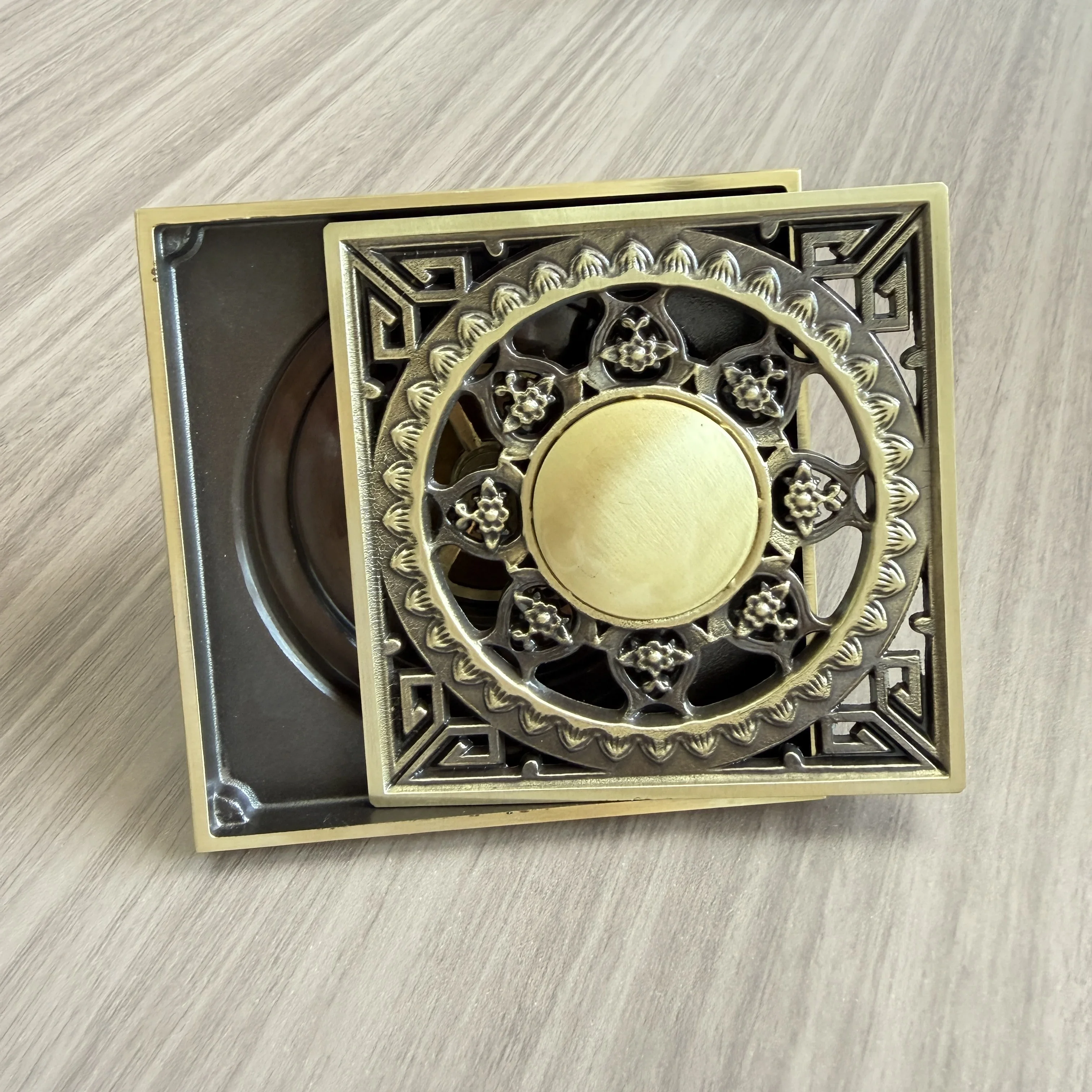 yesBrass Square Floor Drains Gold Brass Shower Floor Drain Bathroom Deodorant Euro Square Floor Drain Strainer Cover Grate Waste