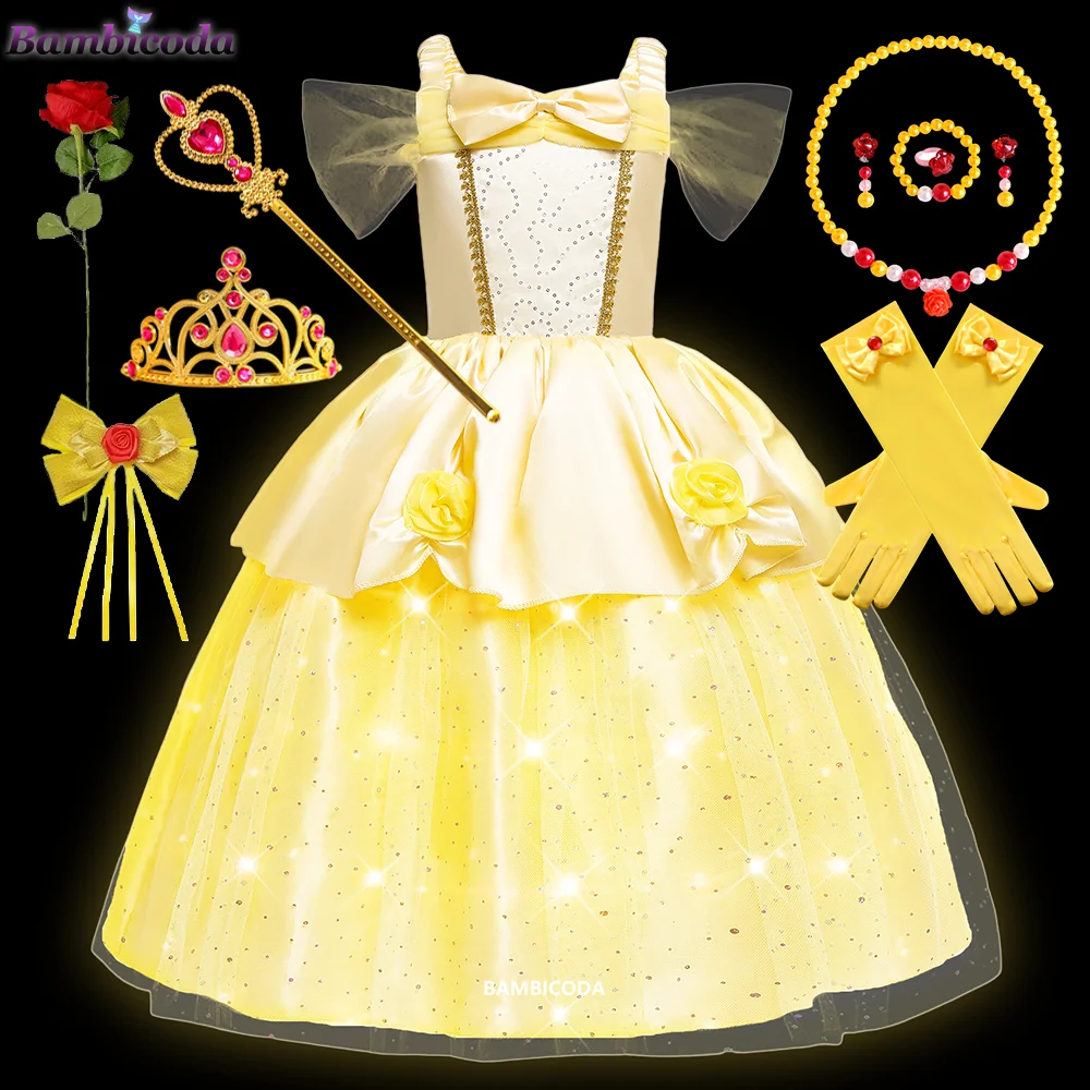 

Girl Belle Princess Dress Kids Beauty and The Beast Costume Girl Baby Christmas Princess Birthday Party Fancy Dress 2-10 Years