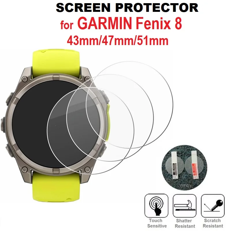 100PCS Smart Watch Screen Protector for Garmin Fenix 8 43mm 51mm Fenix E 47mm Tempered Glass Anti-Scratch Protective Film