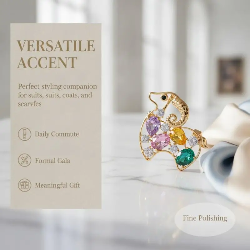 Vintage Goat Sheep Brooch Multicolor Rhinestone Gold‑Tone Alloy Animal Lapel Pin Jewelry Gift For Women