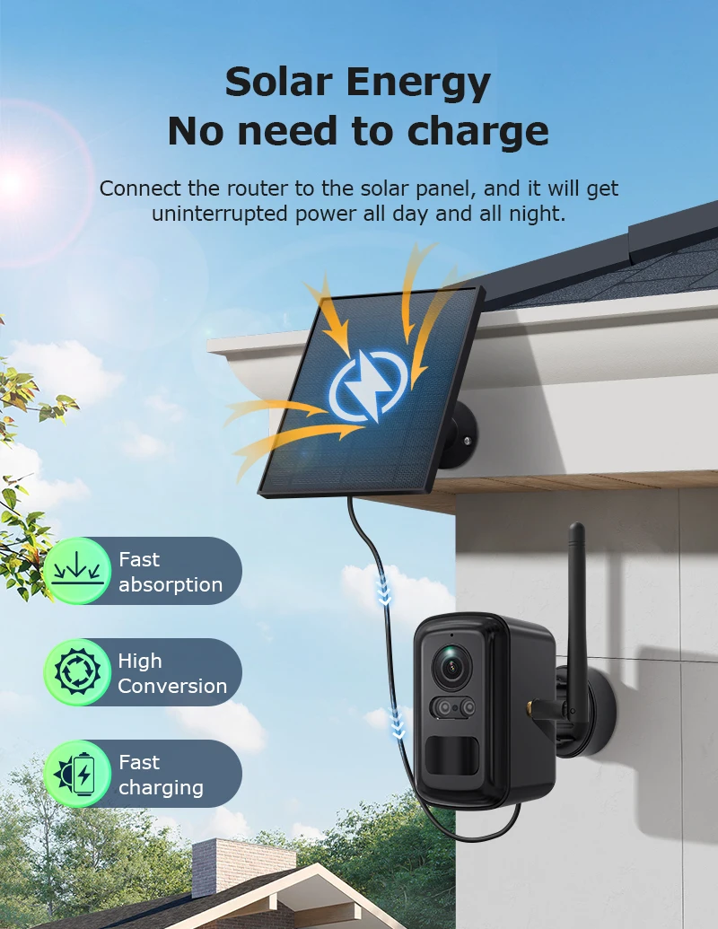 INQMEGA Sistema di telecamere solari da 3 MP Kit da 4 telecamere Sistema di telecamere wireless Batteria esterna da 4000 mAh Telecamera Wifi Telecamera CCTV con rilevamento AI