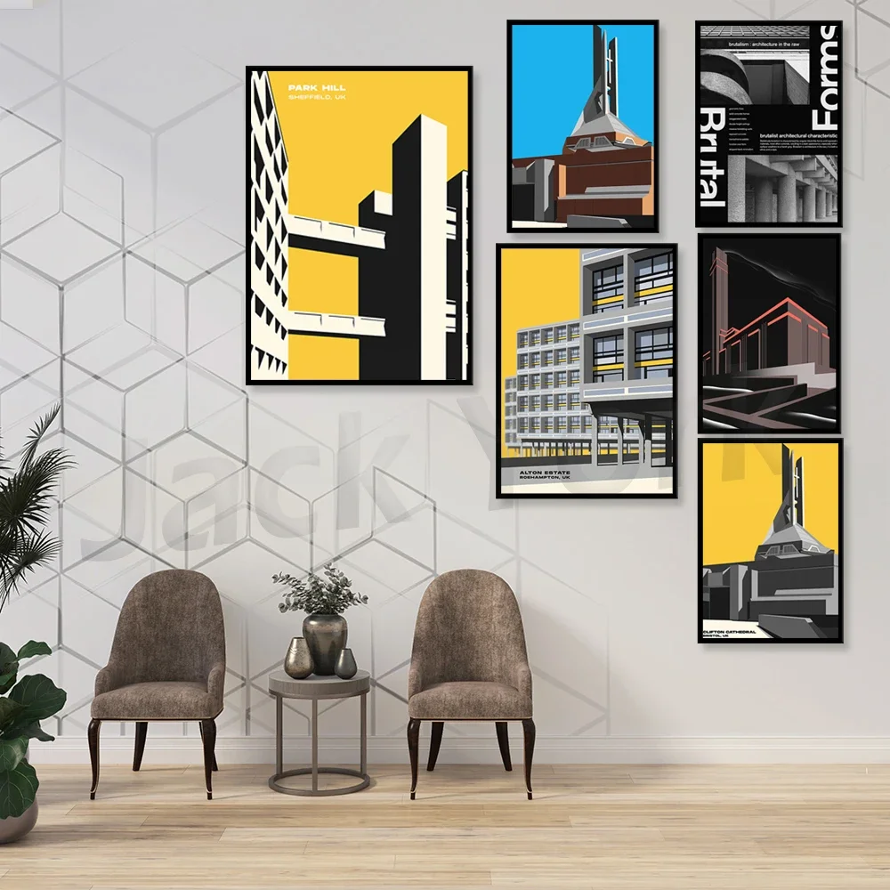 Delaware Pavilion, Cumbernaud Town Center, St. Peter and Paul Bristol Cathedral Church Posters Medieval Modern Architecture