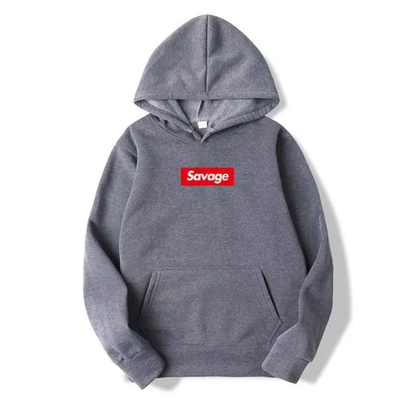 Men's loose street-style retro hooded sweatshirt with simple letter pattern print for daily casual and comfortable wear