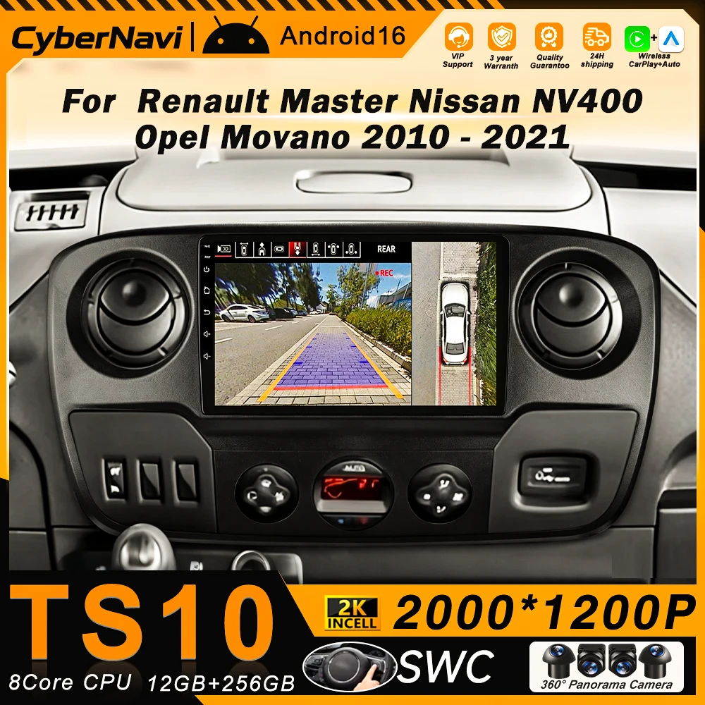 Car Android 16 For Renault Master Nissan NV400 Opel Movano 2010 - 2021 Navigation Touch Screen Multimedia Player Head Unit GPS