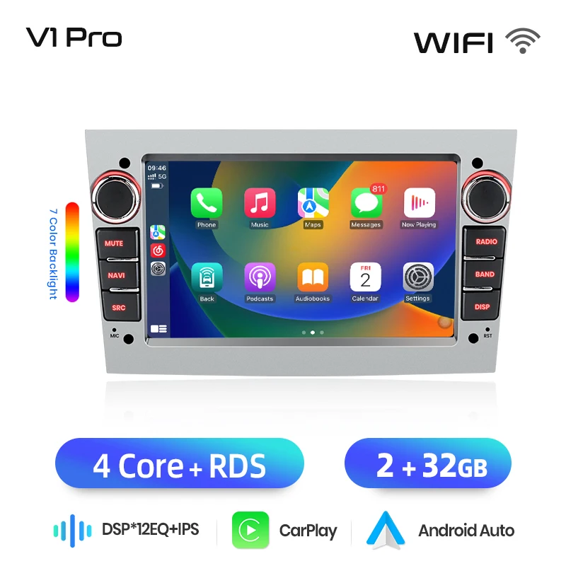 Junsun 7" Android Autoradio Wireless CarPlay Android Auto Stereo für Opel Vauxhall Astra H G J Zafira B Corsa C Antara Vectra Vivaro Meriva Combo Signum Tigra TwinTop WiFi GPS Navi SWC 4G-LTE