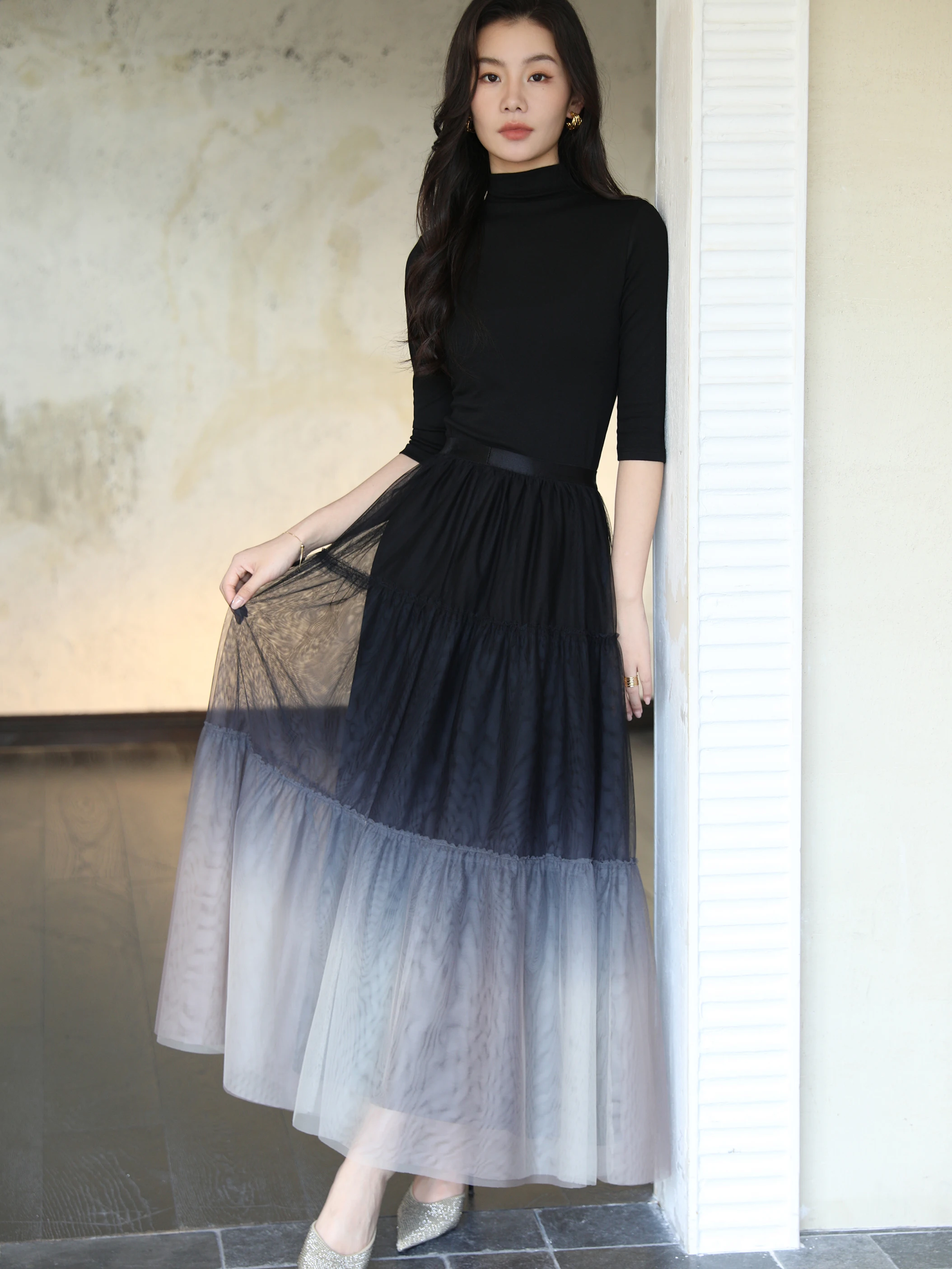 

Maxmay High Waist Long adient Color f Skirt Women's Long Skirt Tulle Cake Skirt Ele Spring Summer Autumn Winter