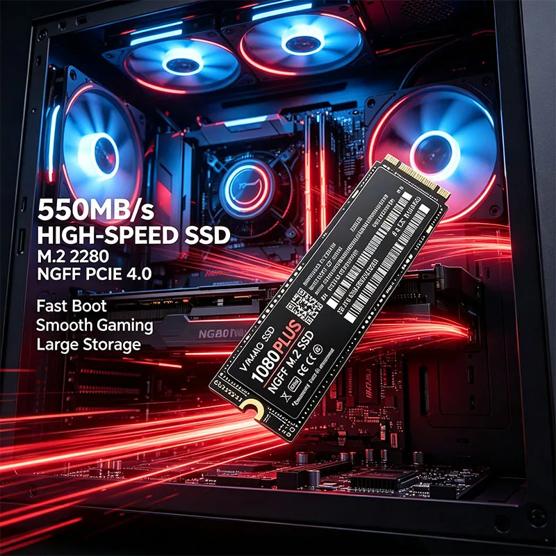 1080 PLUS M.2 2280 NGFF PCIe 4.0 SSD Upto 550MB/s Internal Solid State Drive 500GB-4TB For PS5 Laptop Desktop Gaming PC Storage