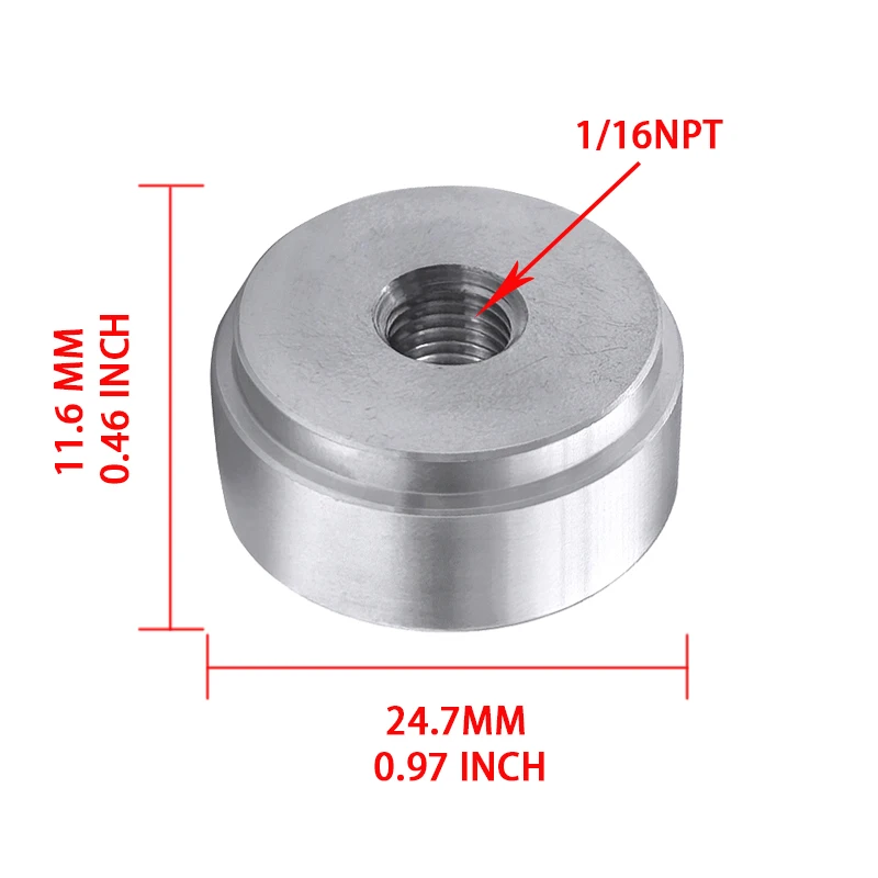 Aluminum Female Weld on Fitting Bung Hose Adapter 1/16NPT Thread for Durable Seal