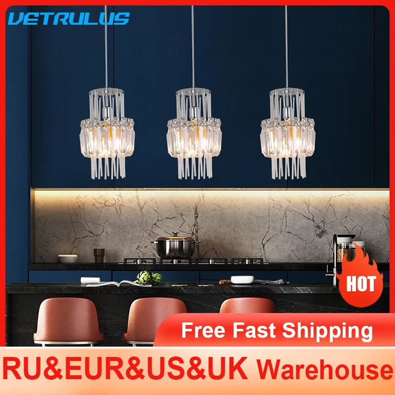 

Modern Crystal Ceiling Lamp Glass Pendant Light Living Dining Room Nordic Chandelier Home Hotel Decor Luminaire Bright Fixture