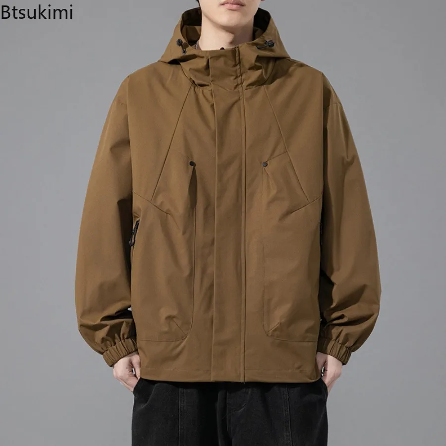 Spring Autumn New Men's Hooded Jackets Oversize 7XL 8XL Loose Casual Windbreaker Coats Male Outdoor Waterproof Softshell Jackets