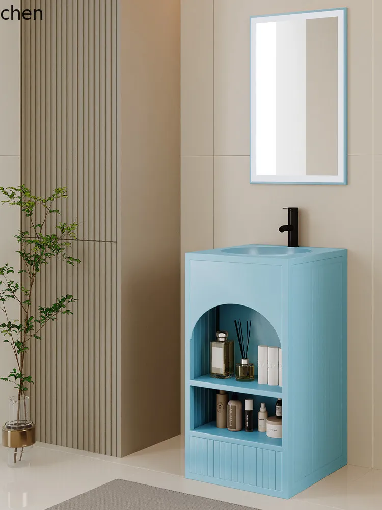 

HYS Washbasin Integrated Wash Cabinet Bathroom Small Stainless Steel Floor-standing Pedestal Washbasin