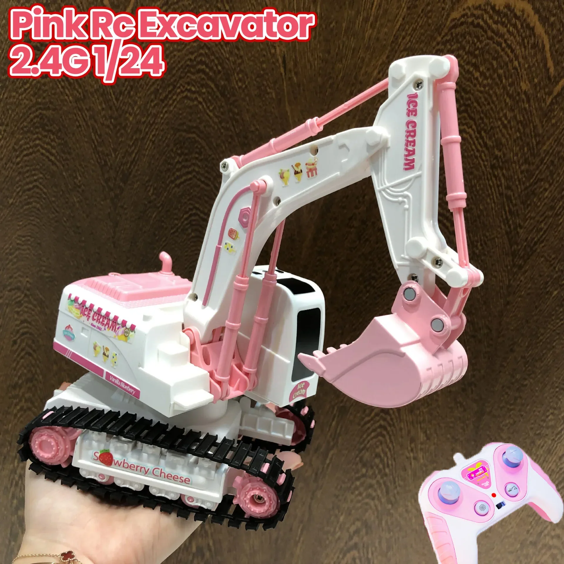 

Pink Rc Excavator for Girl Remote Control Digger Construction Truck Car 2.4G 1/24 Engineering Vehicle Electric Toy Kid Girl Gift