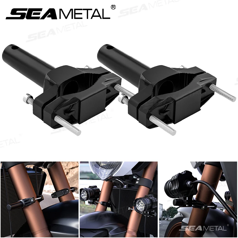 SEAMETAL Universal Mount Bracket For Motorcycle Bumper Modified Headlight Stand Spotlight Extension Pole Frame Extension Bracket