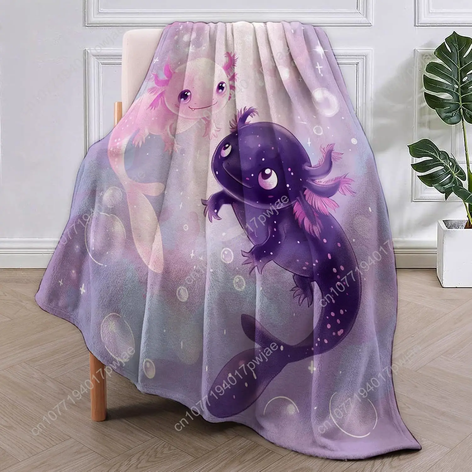 Axolotl Blanket Cute Axolotls Flannel Throw BlanketsSoft Warm Lightweight Cozy Plush Animal Dark Purple Throws Custom blankets