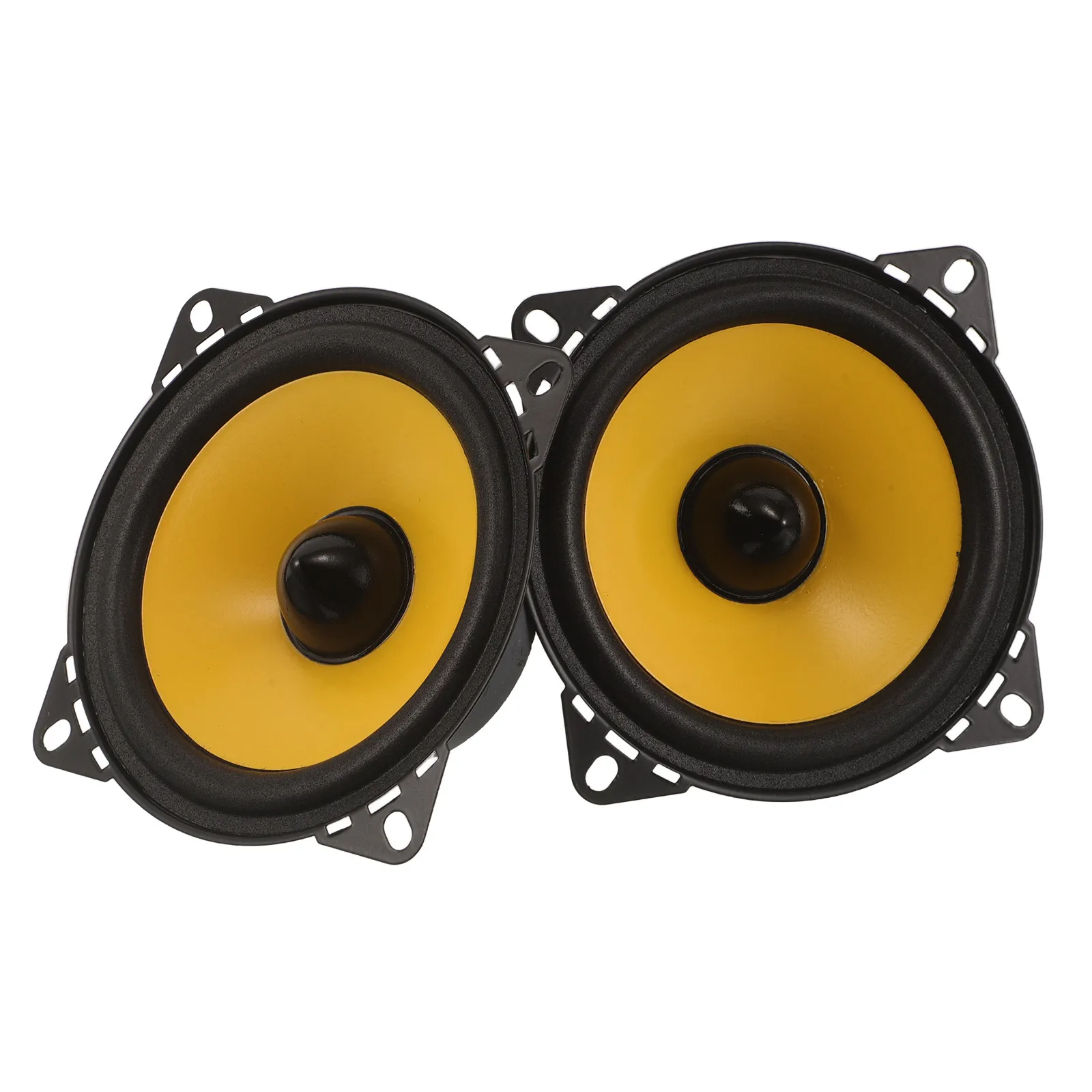 1Pair Car Speaker Full Range Yellow 4 Inch 2-Way Coaxial High Power 60W Vehicle Stereo Replacement Loudspeaker for Auto Audio
