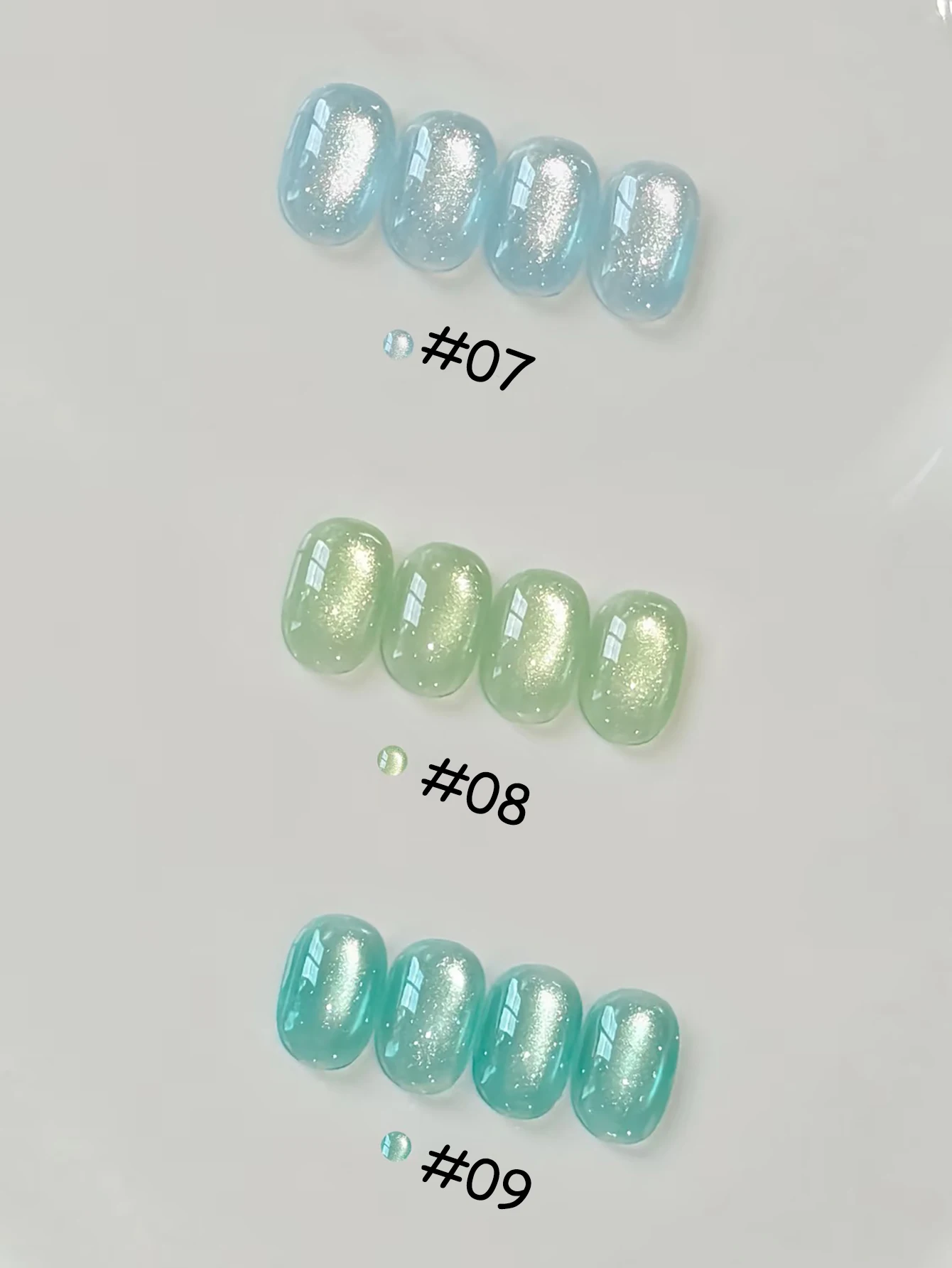 

1pcs WS Spring Summer Nails Ice Transparent Green Pink Blue Glass Bead Cat's Eye Gel Nail Polish 2026 All-match Nail Supplies