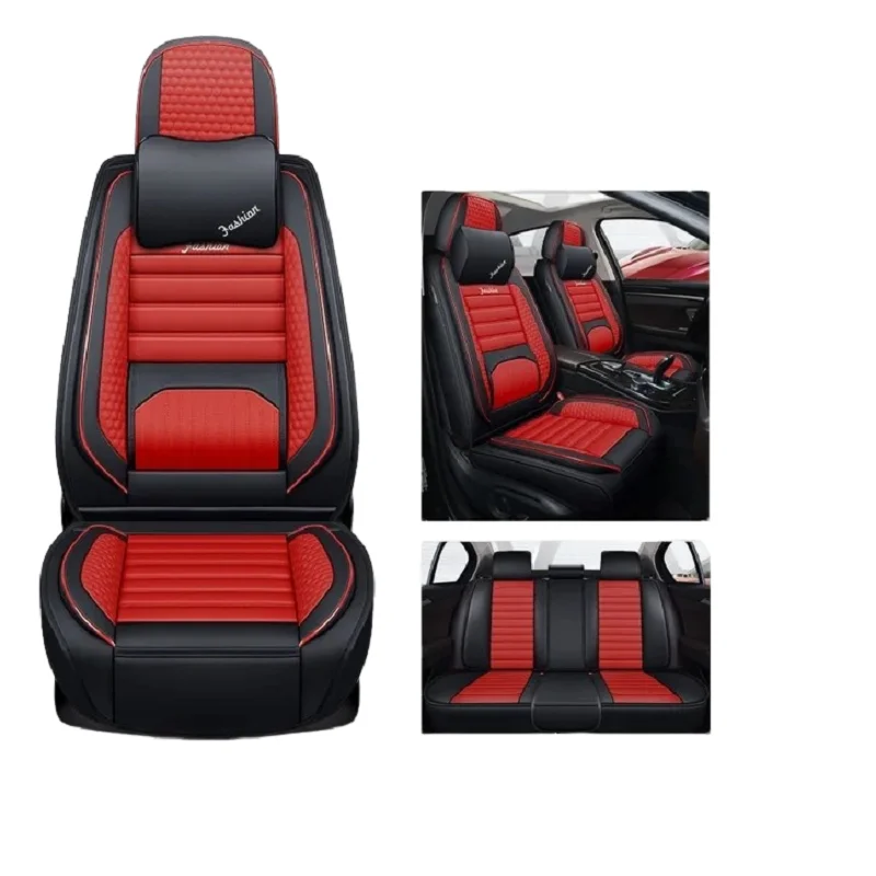 

universal Car Seat Cover 360 Degree Full Covered Durable ECO Quality Leather Seat Cover For 90% Sedan SUV 5 Seats Car Coffee