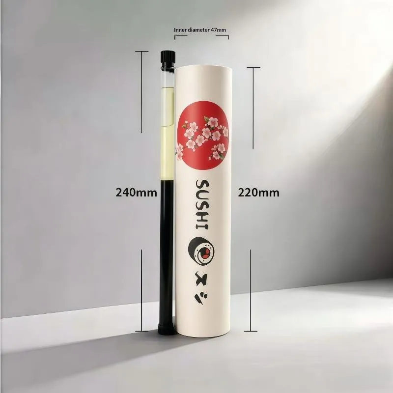 Cone Push Up Paper Bucket Packaging Paper Box Bento Accessories Round Sushi Push Box With Sauce Straw Food Grade Sushi Mold