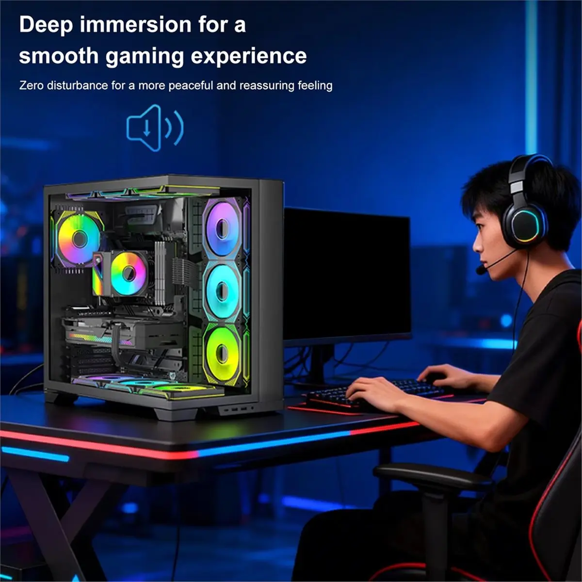 NEW FACTORY~MN600 5V 3Pin Computer Chassis Fan 90mm ARGB PWM 4Pin Quiet Cooling Fan 800-1800RPM CPU Cooler Fans Air Radiator Bla
