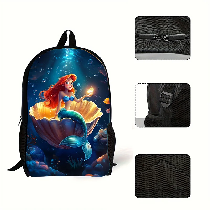 1pc mermaid princess Ariel printed backpack, student backpack, gift, suitable for daily commuting use