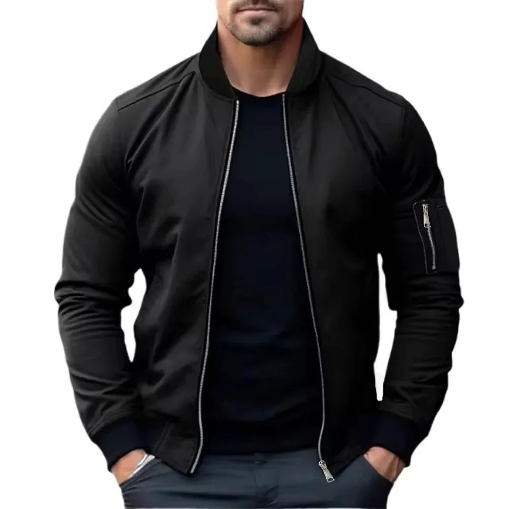 

New Jackets for Men Solid Color Bomber Jacket Coat Business Male Coats Windbreaker Mens Zipper Korean Basic Streetwear Tops