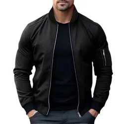 New Jackets for Men Solid Color Bomber Jacket Coat Business Male Coats Windbreaker Mens Zipper Korean Basic Streetwear Tops