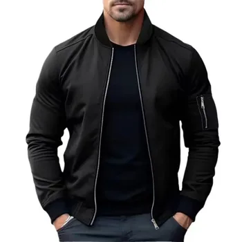 New Jackets for Men Solid Color Bomber Jacket Coat Business Male Coats Windbreaker Mens Zipper Korean Basic Streetwear Tops