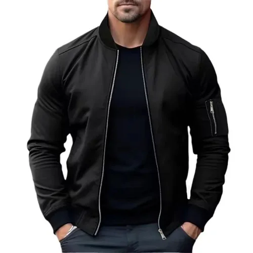Chaquetas nuevas para hombre, chaqueta Bomber de Color sólido, abrigo, abrigos de negocios para hombre, cortavientos para hombre con cremallera, ropa de calle básica coreana, Tops