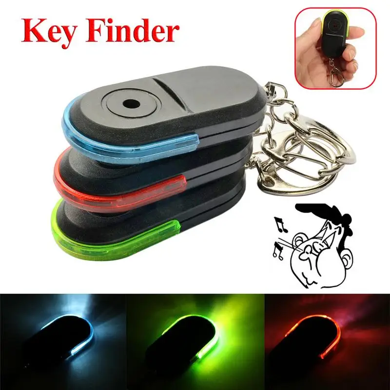 LED Whistle Key Finder Flashing Beeping Sound Control Alarm Anti-Lost Key Locator Finder Tracker With Key Ring In Stock