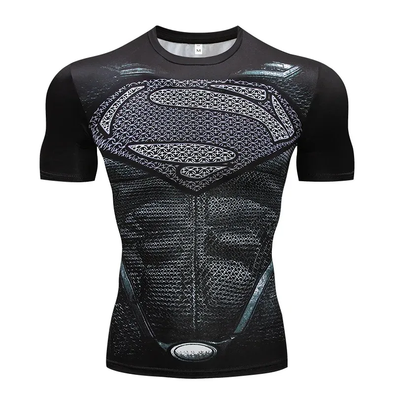 New Compression shirt Men 3D Printing Short Sleeve Sport Acitve Wear for Male Gym Clothing Fitness Bodybuilding Workout Tops