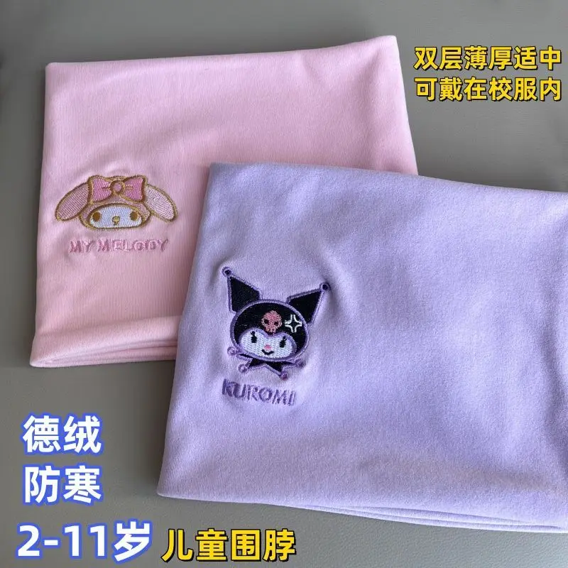 Sanrio Cinnamoroll Sciarpa per bambini Cartoon Kuromi Sciarpa per bambini carina morbida elastica portatile invernale Mantieni caldo Sciarpa pullover antivento calda