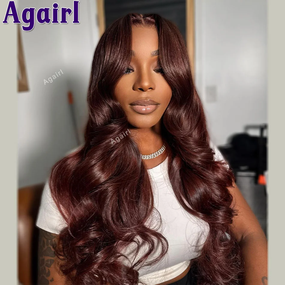 

Dark Red Brown Lace Front Human Hair Wigs For Women 13x4 13x6 Lace Frontal Body Wave Wig Colored 6x4 Lace Closure Wigs for Women