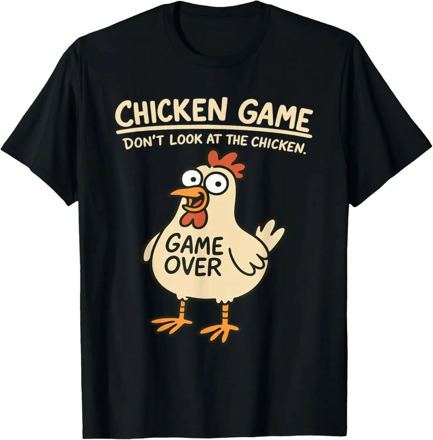 Jogo de frango não olhe no frango engraçado frango camiseta personalizado impresso gráfico t camisa roupas femininas