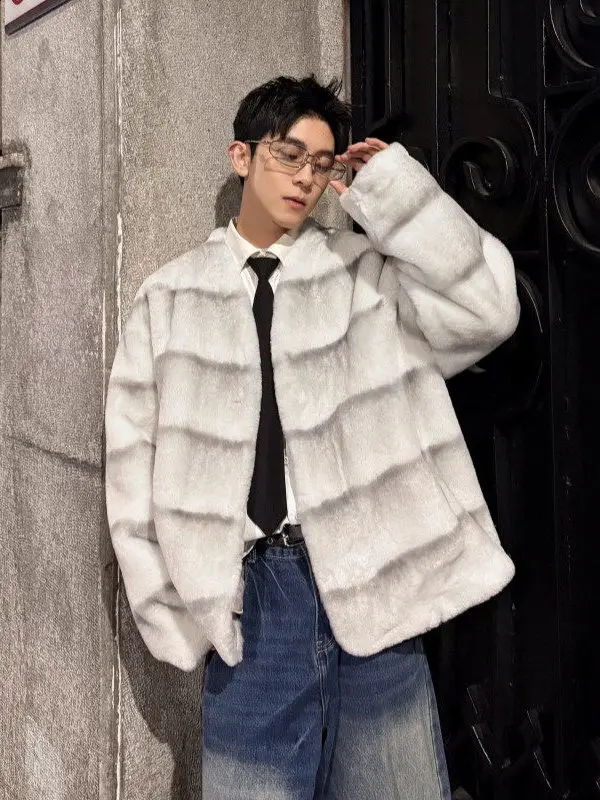 

TANGZ STUDIO Men's Thiened Warmth One-Piece Velvet Jaet Fur And Leather Inteated Winter Outerwear Youth Faion